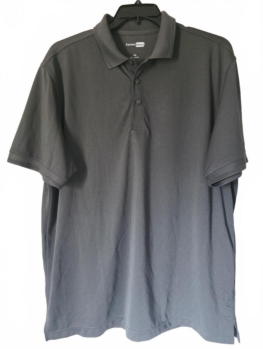 CornerStone Men's 2XL Dark Gray Polo Dress Shirt Classic Fit